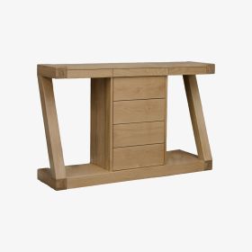 Z Wide Console Table with Drawers in Solid Oak