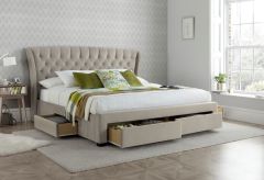 Newton Warm Stone Velvet 4 Drawer Bed - 5FT King Size