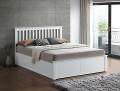 Malmo White Wooden Ottoman Bed - 5FT King Size