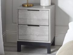 Julian Bowen Bali 2 Drawer Bedside Table in Grey Oak