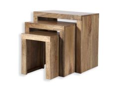 Varanasi Nest of Tables in Natural Wood