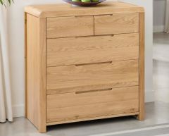Julian Bowen Curve 3+2 Drawer Chest in Solid Oak