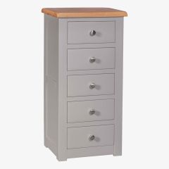 Diamond Solid Oak 5 Drawer Tallboy