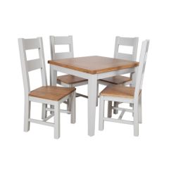 Boston French Grey Living Small Square Contemporary Dining Table & Chairs Set
