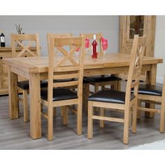 Deluxe Twin Leaf Extending Table & Chairs Set in Solid Oak