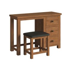 Harrogate Single Pedestal Dressing Table + Stool in Rustic Oak