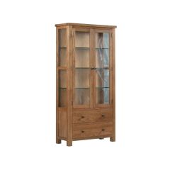 Harrogate Glazed Display Cabinet in Rustic Oak