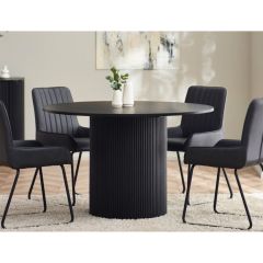 Julian Bowen Louis Fluted Round Dining Table in Black
