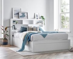 Arizona White Wooden Ottoman Storage Bed - 5ft King Size
