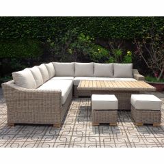 Capri Outdoor Large Corner Set with Riser Table + 2 Stools