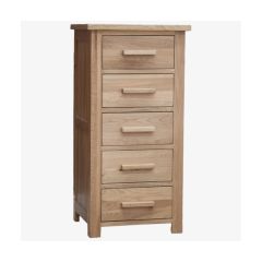 Opus 5 Drawer Narrow Chest in Solid Oak