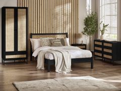 Julian Bowen Padstow Rattan Bed in Black - Double or King Size