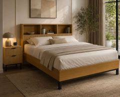 Julian Bowen Sia Bookcase Headboard Double Bed - Light Oak Effect