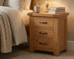 Somerset Oak 3 Drawer Bedside Table