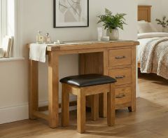 Somerset Oak Dressing Table With Stool And Mirror