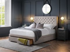 Julian Bowen Wilton Deep Button 4 Drawer Bed in Grey