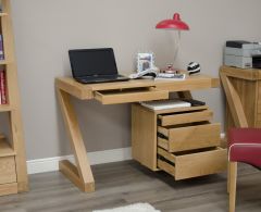Z Small Computer Desk in Solid Oak