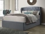 Warwick Grey Velvet Ottoman Bed in Double or King Size