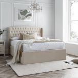 Warwick Natural Velvet Ottoman Bed - Multiple Sizes