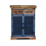 Mandi Hall Cabinet in Rough Sawn Finish and Grey Base