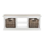 Halifax Coastal Bench & Basket Set in Brilliant White 