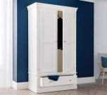 Julian Bowen Clermont 2 Door 1 Drawer Wardrobe in Surf White
