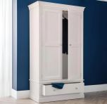 Julian Bowen Clermont 2 Door 1 Drawer Wardrobe in Light Grey