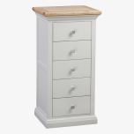 Cotswold Solid Oak 5 Drawer Tallboy Chest