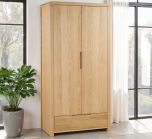 Julian Bowen Curve 2 Door 1 Drawer Wardrobe in Solid Oak