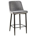 Soft Velvet Barstool In Grey