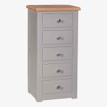 Diamond Solid Oak 5 Drawer Tallboy