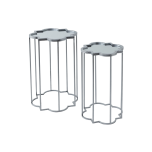 Quarter Foil Mirrored Set Of Two Side Tables