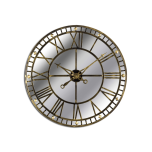 Large Antique Brass Mirrored Skeleton Clock