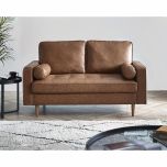 Julian Bowen Henley Brown Tan Faux Leather Sofa with Bolsters - Choose Your Size