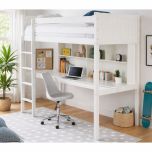 Polar High Sleeper Bed with Desk in White