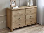 Julian Bowen Memphis 6 Drawer Wide Chest in Limed Oak