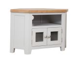 Boston French Grey Living Corner 2 Door Glazed Contemporary Grey TV Unit