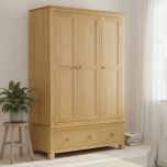 Keswick Oak Triple Wardrobe with 2 Drawers