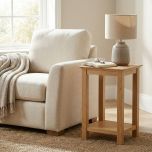 Keswick Oak Tall Lamp Table with Shelf