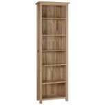 New Oak 6 Shelf Narrow Bookcase