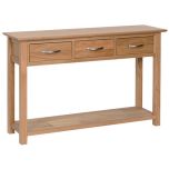 New Oak Console Table With 3 Drawers