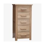 Opus 5 Drawer Narrow Chest in Solid Oak