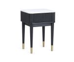 Julian Bowen Louis Fluted Stone Top Lamp Table With Drawer in Black