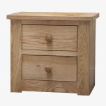 Torino 2 Drawer Narrow Bedside Cabinet in Solid Oak