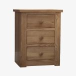 Torino 3 Drawer Narrow Bedside Cabinet in Solid Oak