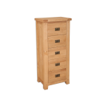 Boston Natural Oak Bedroom 5 Drawer Oak Tallboy