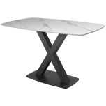 Corby Small Fixed Dining Table In White Stone