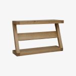 Z Wide Console Table with Shelf in Solid Oak