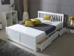 Amani Mission Storage Bed in White - 4ft Small Double