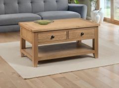 Julian Bowen Astoria Coffee Table With 2 Drawers in Oak